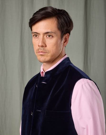 Velvet Nehru Gilet - Navy