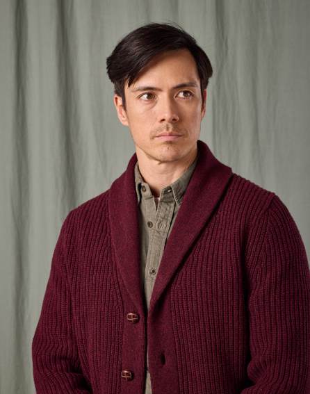 Whitby Shawl Collar Cardigan - Burgundy