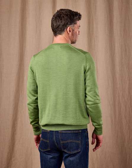 Merino Crew Neck Jumper - Green