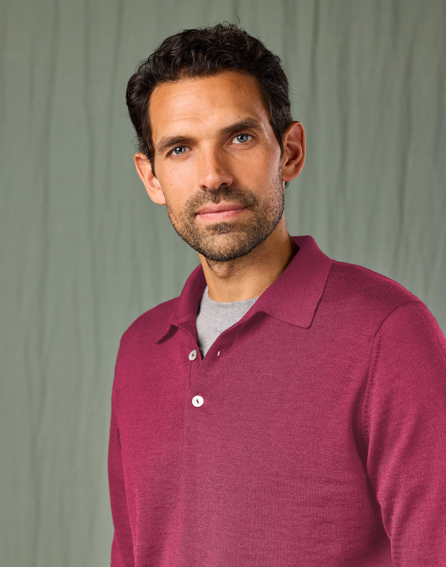 Merino Polo Collar Jumper - Dusty Rose