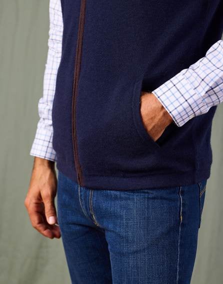 Reversible Merino Gilet - Navy/Green