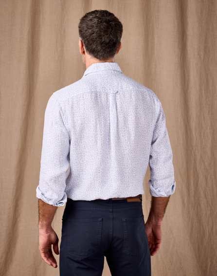 Linen Shirt Long Sleeve - Blue/White Floral