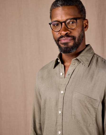 Linen Shirt Long Sleeve - Light Olive