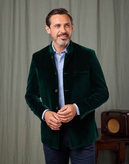Velvet Nehru Jacket - Bottle Green