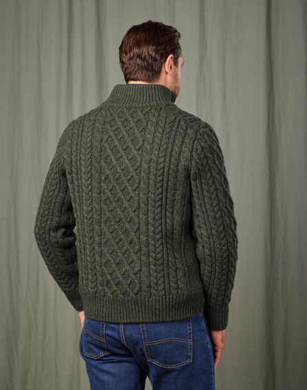Aran Half Zip Jumper - Dark Green