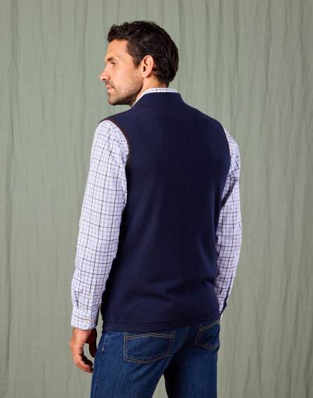 Reversible Merino Gilet - Navy/Green
