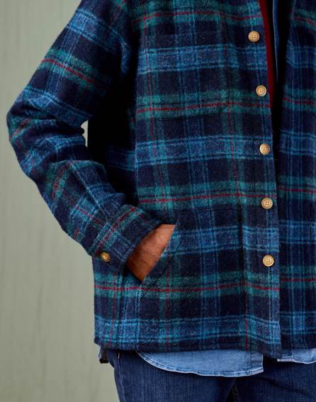 Wool Overshirt - Navy/Green/Red