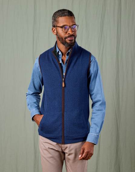 Reversible Merino Gilet - Dark Green/Dark Blue