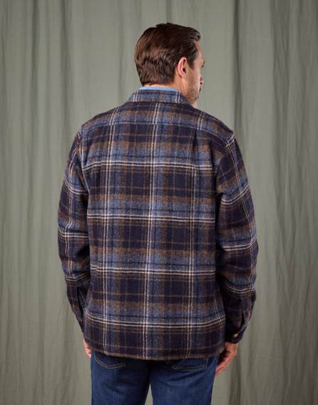 Wool Overshirt - Navy/Brown Check