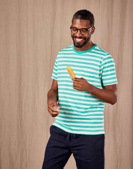 Printed Stripe T Shirt - Green