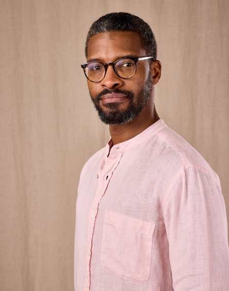 Linen Grandad Collar Shirt - Pink