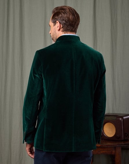 Velvet Nehru Jacket - Bottle Green