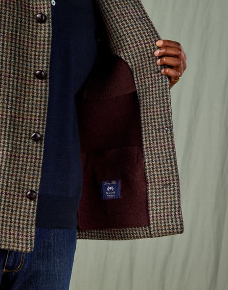 Double Faced Wool Gilet - Dogtooth/Burgundy