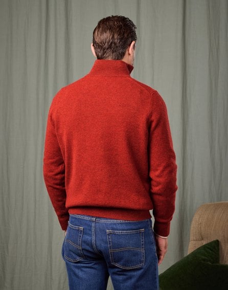 Lambswool Half Zip Jumper - Orange