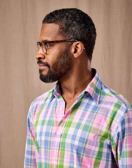 Summer Check Shirt Long Sleeve - Green/Pink/Blue Madras