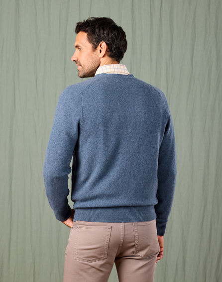Lambswool Cardigan - Blue | Joseph Turner