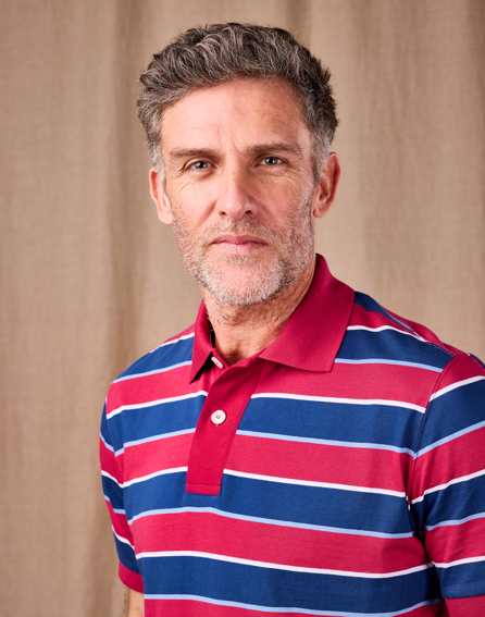 Striped Polo Shirt - Red/Blue