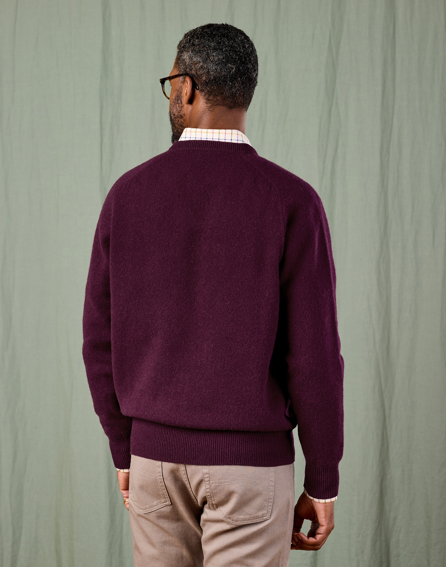 Lambswool V Neck Jumper - Dark Burgundy