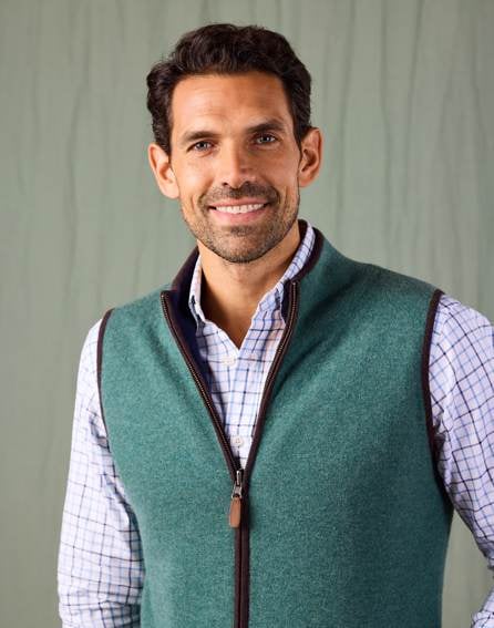 Reversible Merino Gilet - Navy/Green
