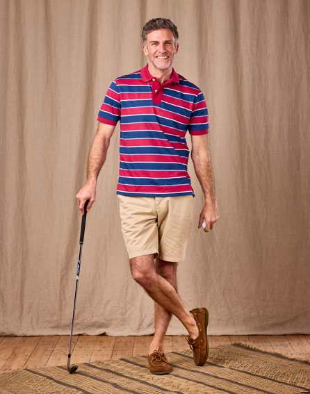 Striped Polo Shirt - Red/Blue