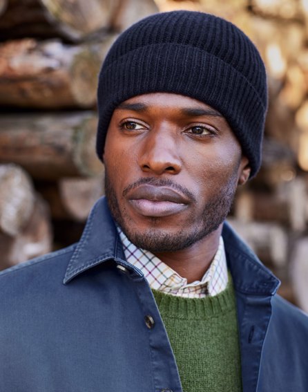 Cashmere Beanie Hat - Navy