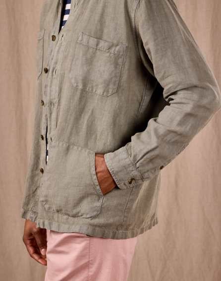 Linen Overshirt - Khaki