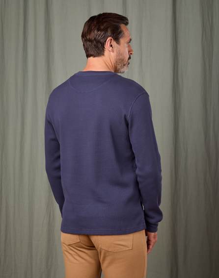 Long Sleeve Waffle T Shirt - Navy