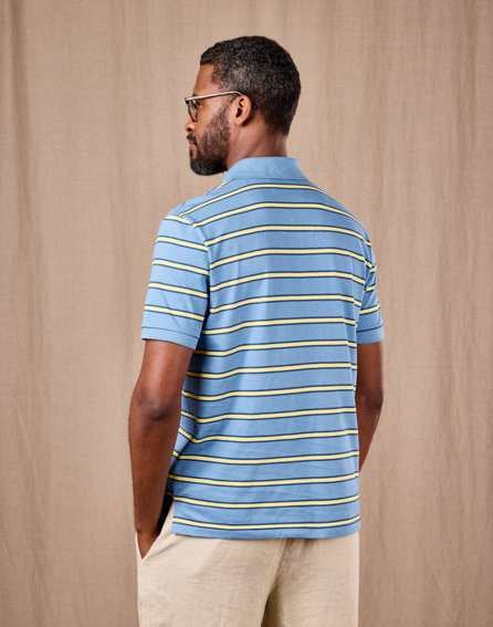 Striped Polo Shirt - Blue/Yellow