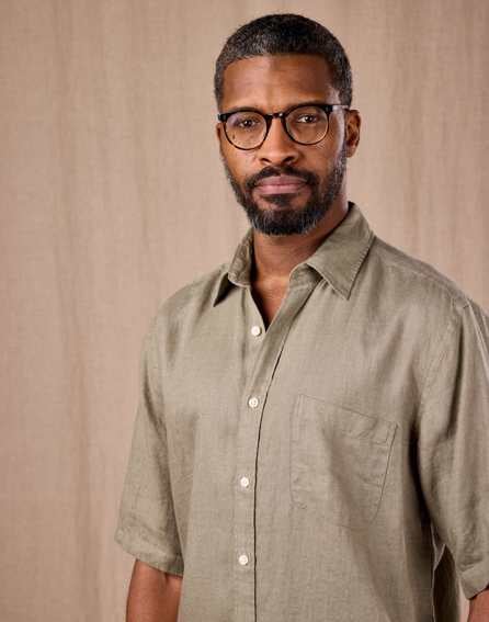 Linen Shirt Short Sleeve - Light Olive