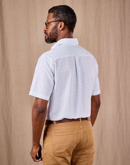 Seersucker Shirt Short Sleeve - Aqua Check