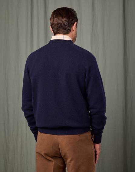 Lambswool V Neck Jumper - Navy