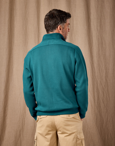 Half Zip Waffle Sweatshirt - Teal