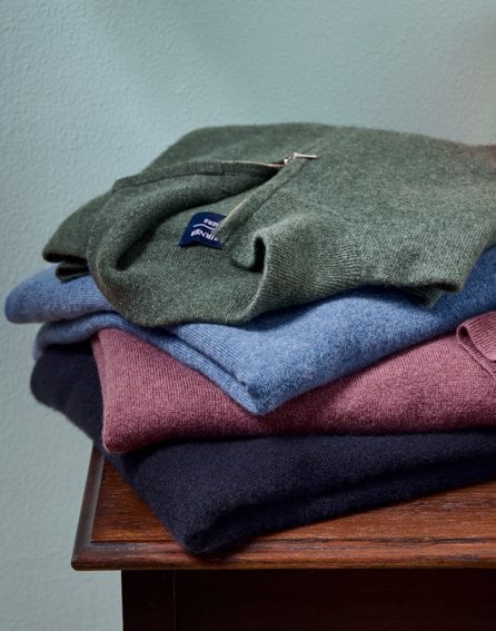 Cashmere Half Zip Jumper - Navy