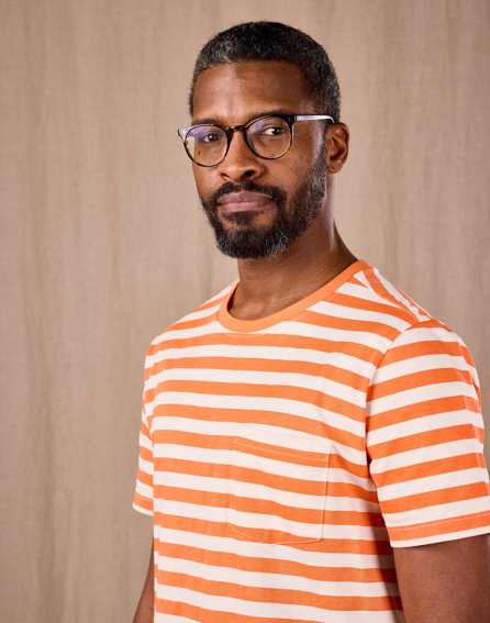 Printed Stripe T Shirt - Orange