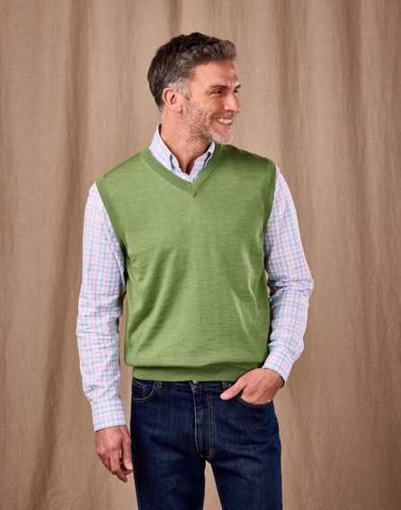 Merino Sleeveless Jumper - Green