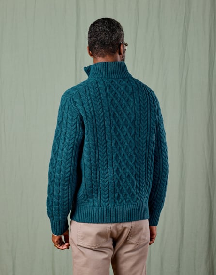 Aran Half Zip Jumper - Teal