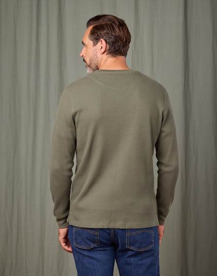 Long Sleeve Waffle T Shirt - Green