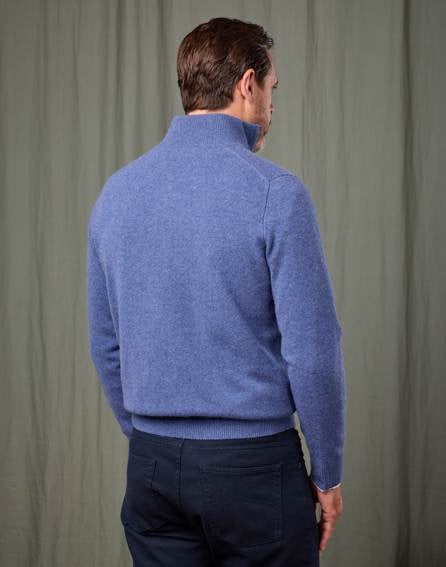 Lambswool Half Zip Jumper - Blue