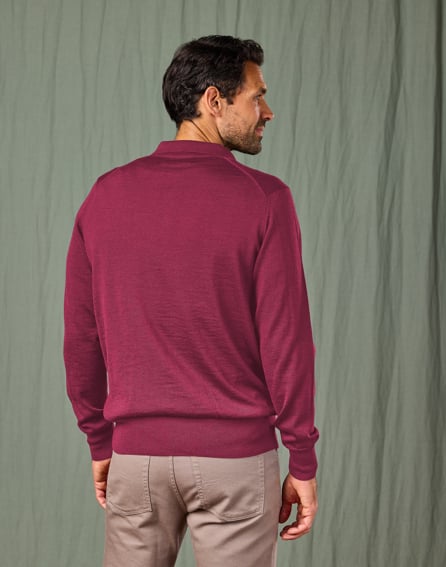 Merino Polo Collar Jumper - Dusty Rose