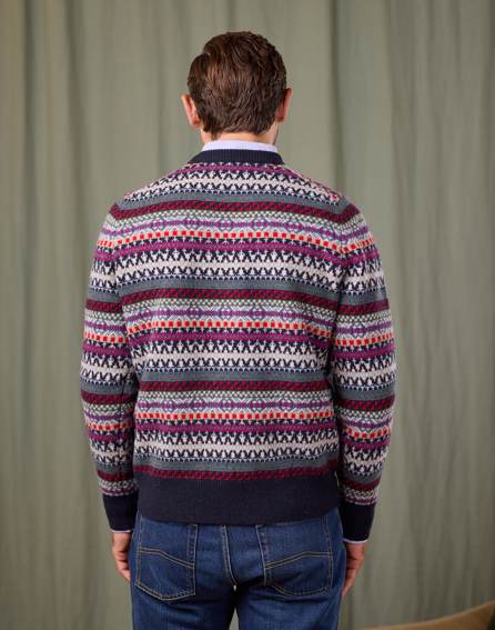 Fair Isle Crew Neck Jumper - Blue/Red