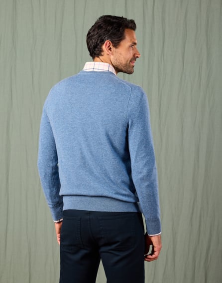 Cashmere Crew Neck Jumper - Blue