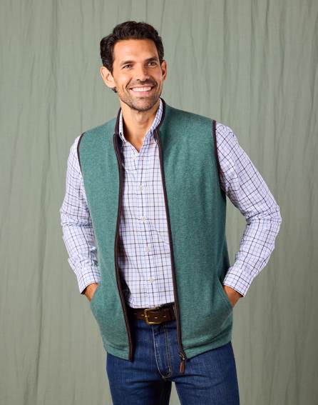 Reversible Merino Gilet - Navy/Green