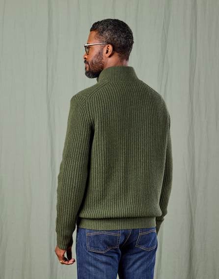 Lambswool Whitby Zip Cardigan - Green