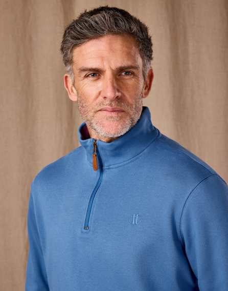 Half Zip Jersey Sweatshirt - Blue
