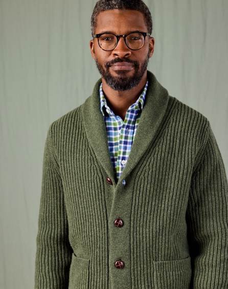 Whitby Shawl Collar Cardigan - Green