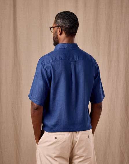 Linen Shirt Short Sleeve - Atlantic