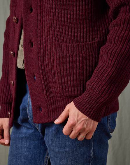 Whitby Shawl Collar Cardigan - Burgundy