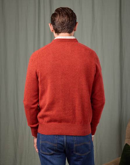 Lambswool V Neck Jumper - Orange