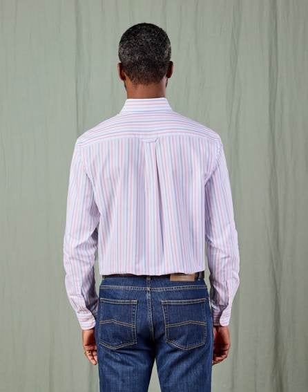 Button Down Oxford Shirt - Pink/Blue Stripe