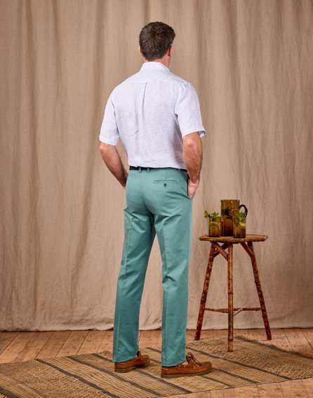Flat Front Chinos - Sea Green